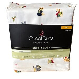 Cuddl Duds Full Sheet Set Microfiber Christmas Dogs Adorable GIFT NEW